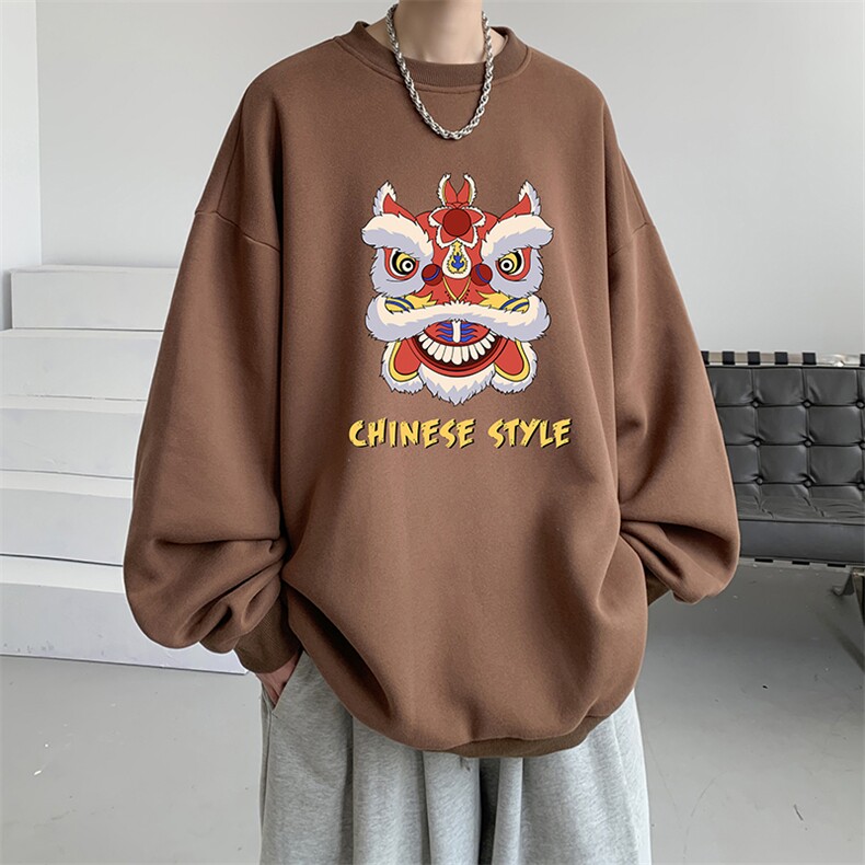 秋季圆领卫衣男大码韩版宽松长袖外套S6185-P28加绒款P33,男装卫衣,电商A040