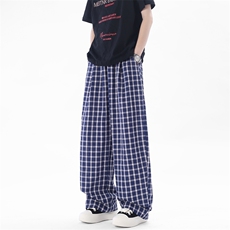 泡泡纱透气蓝色格子休闲裤YK313特批28面料：棉%聚酯纤维75%，男装休闲裤，电商A429