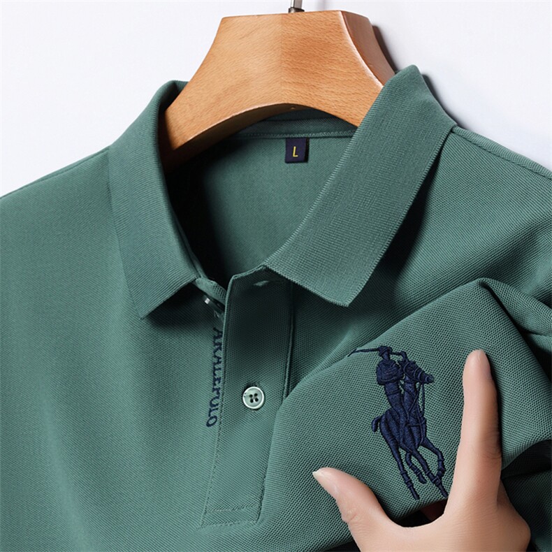 2024高端夏季带领休闲Polo衫男短袖时尚翻领T恤纯色中青年半袖,男装Polo衫,电商B212（原钱塘6029）