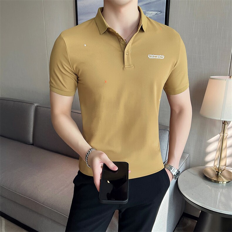 2024夏季新款英伦风高品质修身刺绣POLO衫冰丝短袖T恤男D257-p48,男装T恤,电商D303