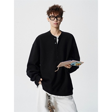 706-LK9696-P55现货春季男士假两件潮牌半排扣卫衣简约外套，女装短外套，星座706