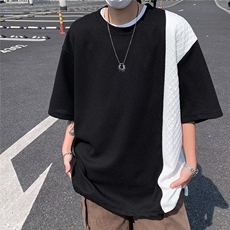 华夫格夏季男潮流宽松服潮牌学生短袖T恤五分袖半袖T恤3043P33，男装T恤，星座410-2