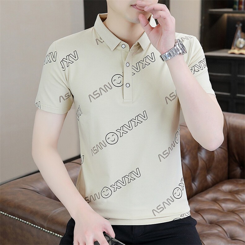 polo衫中年商务休闲男装夏季新款男士短袖T恤半袖翻领宽松上衣服,男装T恤,电商B212（原钱塘6029）