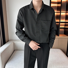 条纹长袖衬衫男薄款ins休闲衣服潮流衬衣C017-P40，男装衬衫，星座308B-2