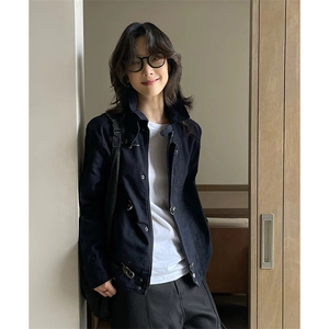 26春装高品质工艺老钱风翻领夹克外套男女潮牌金属扣工装宽松上衣图片