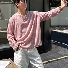 日系亚麻T恤男圆领九分袖潮流薄款宽松夏季新品沙滩休闲度假上衣，男装T恤，星座506A