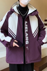 新款拼色男士连帽加绒加厚外套冬季，男装棉衣，星座1206（原A206）