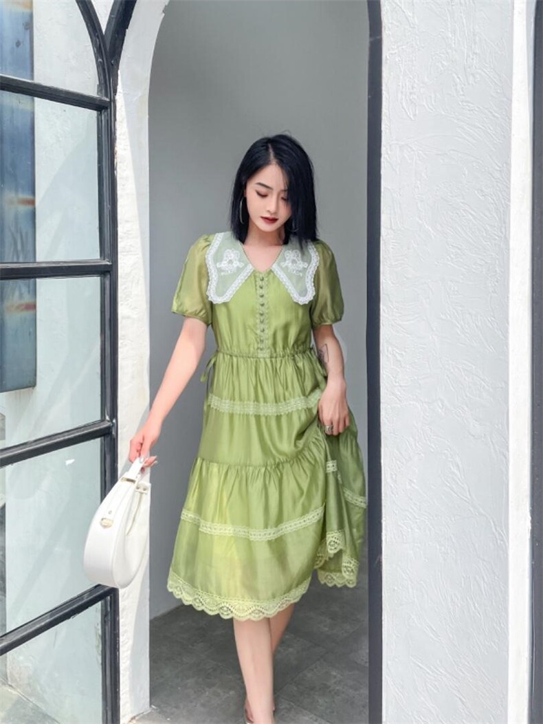 刺绣领连衣裙，女装连衣裙，天使公主