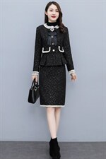 2024秋冬装新款时尚毛呢两件套小香风套裙潮流气质套装，女装套装/套裙，尚洛菲