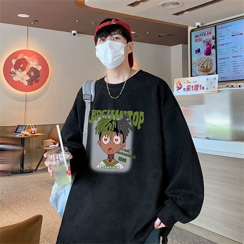 已注册港风供抖音得物高品质直播麂皮绒宽松男卫衣W3006P38,男装卫衣,电商C408(原B339-1)