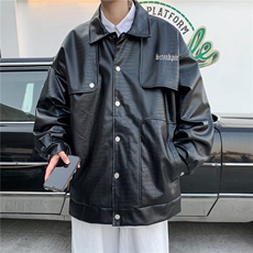 春季潮牌高质量感飞行皮夹克男新款港风宽松字母外套JK0896-P78，男装夹克，星座308B-2