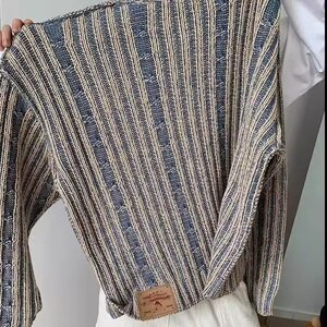 韩系秋冬穿搭cleanfit男生高级感毛衣秋复古撞色圆领休闲图片
