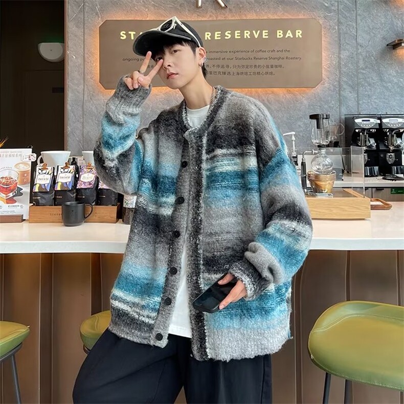 美式街头设计感毛衣男慵懒风休闲外套A321P70,男装针织衫/毛衣,星座1116-2