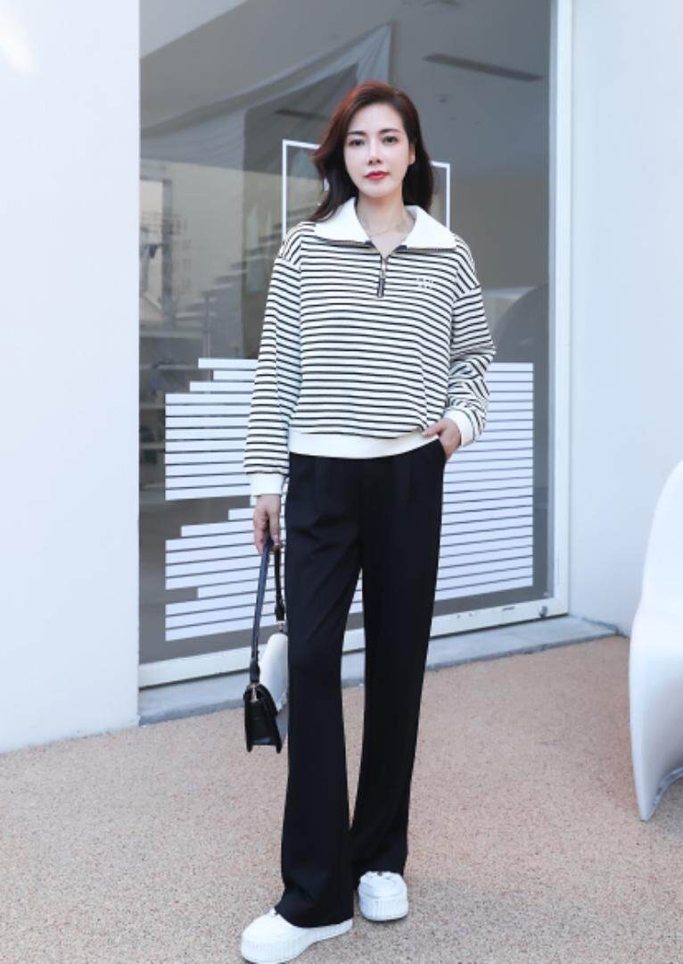 现货供应：条纹休闲卫衣，女装卫衣/绒衫，拉思维加丝