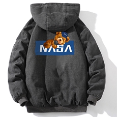 牛仔外套男大码加厚加绒衣男羊羔毛服男NM53247-P140网格，男装棉衣，电商A040A