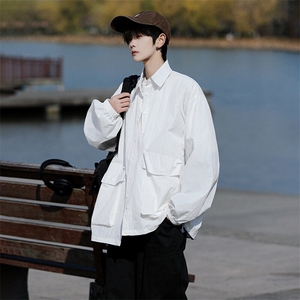 8XL-M春夏廓形衬衫防晒外套特大码多口袋复古慵懒衬衣JK5203/P50图片