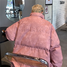 港风PU皮复古做旧设计钢印棉衣男MY77096P130控198抖控228，男装棉衣，星座227-7