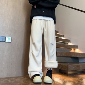 灯芯绒休闲裤加绒加厚保暖宽松阔腿直筒长裤男 5D2129-TP4588图片
