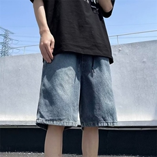 小众设计感星空纹牛仔短裤男女夏季痞帅高级感潮流休闲五分半截裤，男装牛仔裤，星座601-2