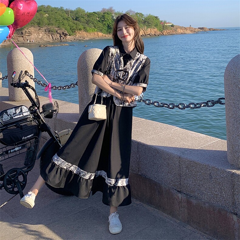【25夏季现货】新中式风黑色两件套2C032161P145K198,女装连衣裙,2C032