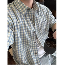 美式街头复古宽松翻领短袖衬衫休闲宽松垂感潮流HTA204-P40，男装T恤，星座208-5
