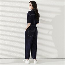 2025夏季新款高级感牛仔连体裤小个子韩版工装连衣裤女气质显瘦图片