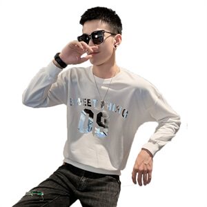 WY01-P58控78 2021春秋季男卫衣长袖套头潮流圆领潮牌社会小伙 黑图片