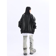 复古机车服皮衣美式多口袋夹克飞行员立领pu皮外套K1021-P75网图，男装夹克，电商B245