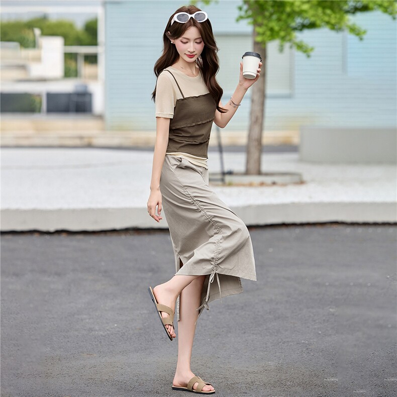 休闲套装女2026夏季新款显瘦气质上衣时尚半裙两件一整套装女百搭,女装套装/套裙,意芙