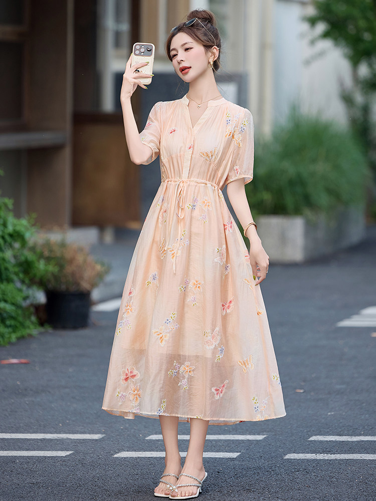 2025年夏季新款刺绣印花韩系连衣裙,女装连衣裙,臻衣坊