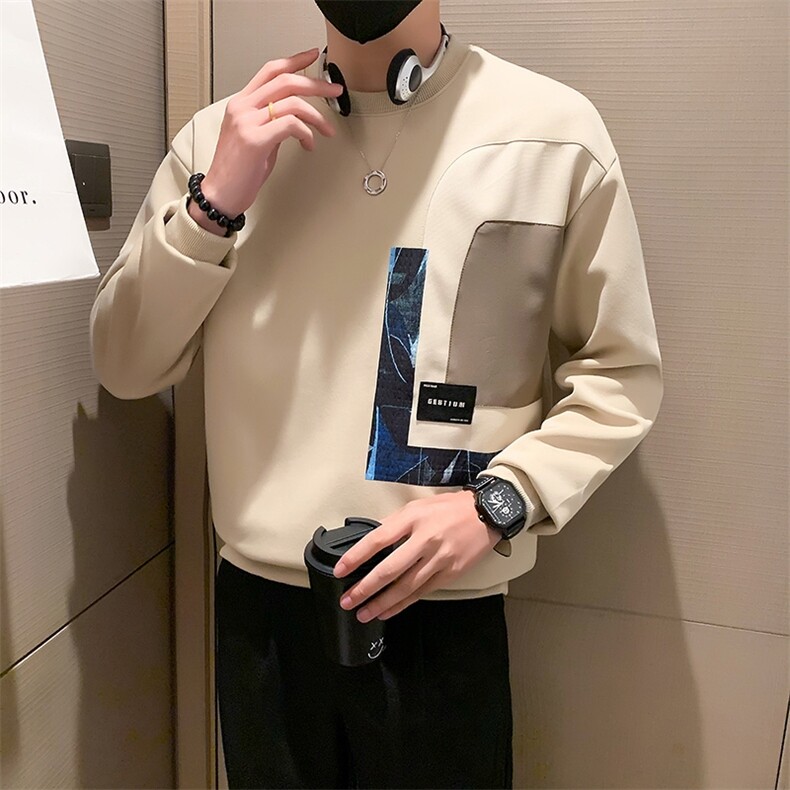 2024秋季新款精神小伙卫衣男潮流拼接宽松圆领长袖打底衫WY02-P55,男装卫衣,电商D323（原B261）