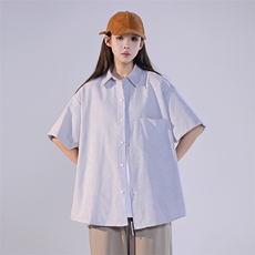 条纹衬衫男韩版短袖潮流百搭2024夏季新款ins宽松外套CY293-P30，男装衬衫，星座412-3