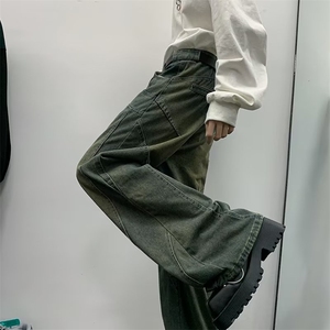 美式高街牛仔裤男韩版潮阔腿个性2024冬季ins宽松长裤RK1264-P59图片