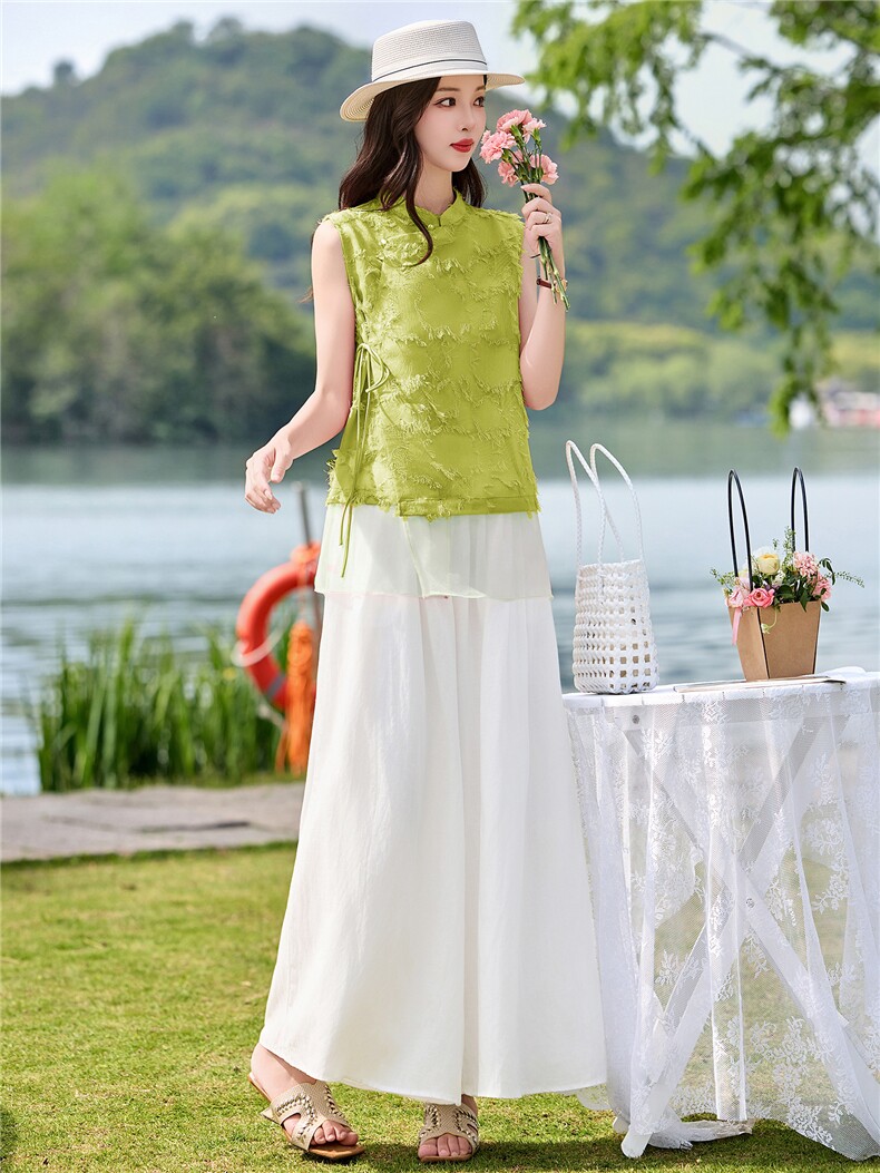 现货2026年夏季新中式上衣麻料阔腿裤子，可分开卖,女装套装/套裙,艾仟回(原伊仟回)