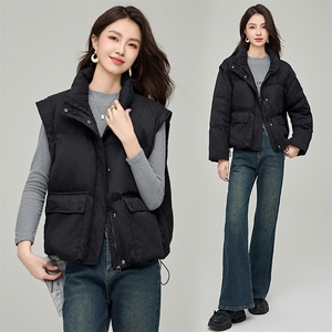 白鸭绒羽绒服女冬季袖子可拆卸面包短款羽绒服外套图片