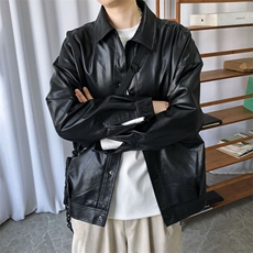 现货-春装皮衣外套男PU机车服皮夹克上衣2025新款A560p95加绒105，男装夹克，电商A351