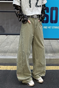 8XL-M 工装裤男秋季日系男直筒宽松阔腿休闲弯刀裤子男K9177P65图片