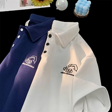 Polo衫男女t恤夏季新款刺绣短袖上衣设计感小众宽松体恤WP55-P34，男装T恤，星座1008-1