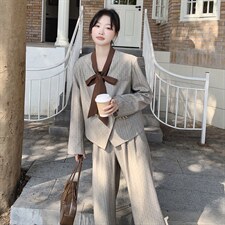 春现设计感御姐盐系西装两件套B190-5015-P170-K238，女装套装/套裙，2B190