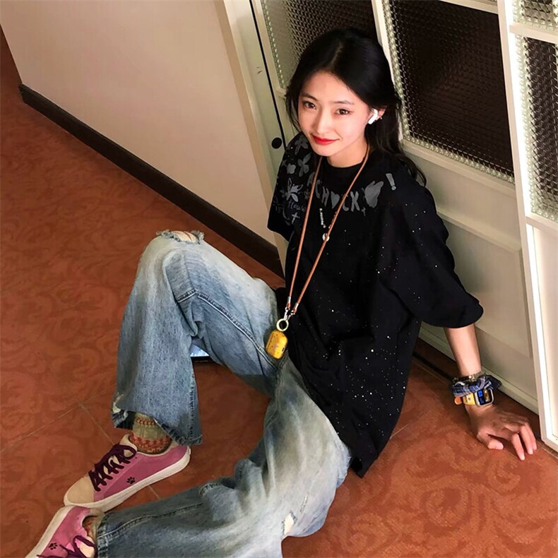 万针全刺绣工艺抖音得物高品质260克重磅纯棉双纱美式高街短袖T恤,男装T恤,电商A486-1