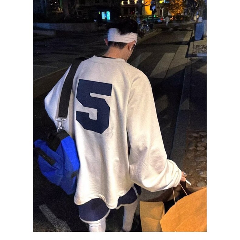 脏球服卫衣复古运动贴布宽松脏白色球衣1001-1-Y602-P50,男装卫衣,星座1001-1