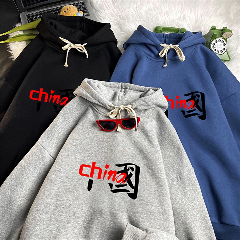 WY2189-P35加绒款-P40纯棉连帽卫衣男大码运动帽衫宽松薄,男装卫衣,电商A040