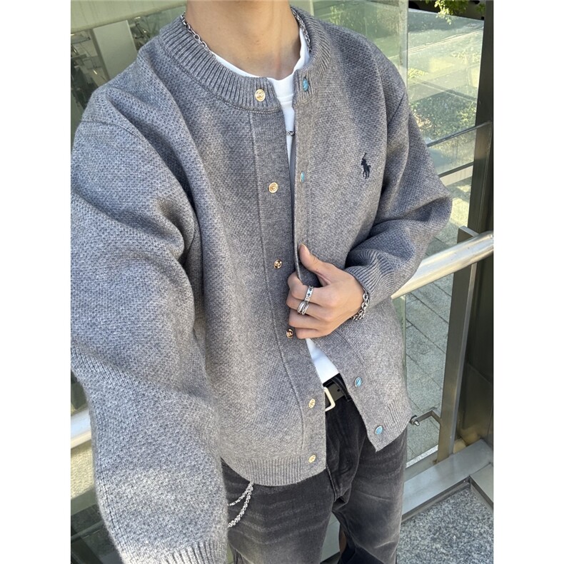 秋冬慵懒风简约百搭重磅拉链毛衣男长袖宽松休闲情侣立领针织开衫，男装针织衫/毛衣，星座203-1