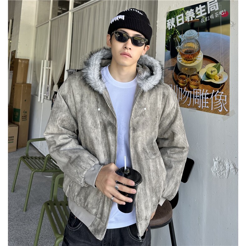 冬季复古毛领连帽棉服男加厚保暖棉衣外套潮m1668-p98,男装棉衣,电商C307