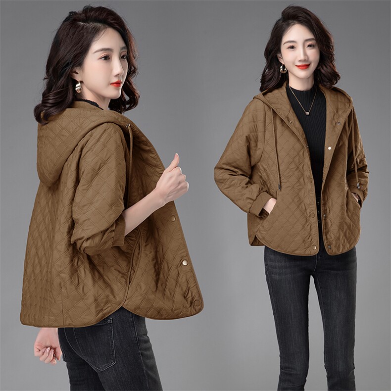 时尚保暖连帽加厚棉服简约提花外套显瘦百搭冬季女装,女装棉衣/棉服,曼沙奕珂