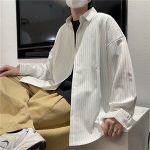 长袖衬衫男港风日系宽松外套C19P30图片