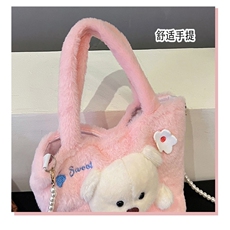 嘉川毛绒包网供 织带丽丽熊包