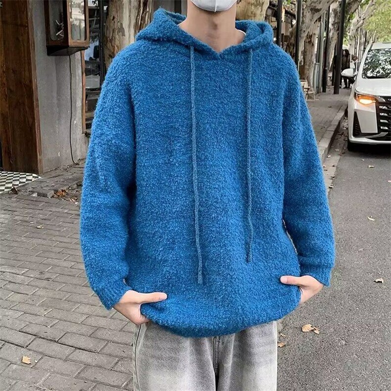 韩系慵懒风软糯圈圈纱连帽毛衣2024新款加厚保暖上衣男MZ748-P63,男装针织衫/毛衣,星座412-3