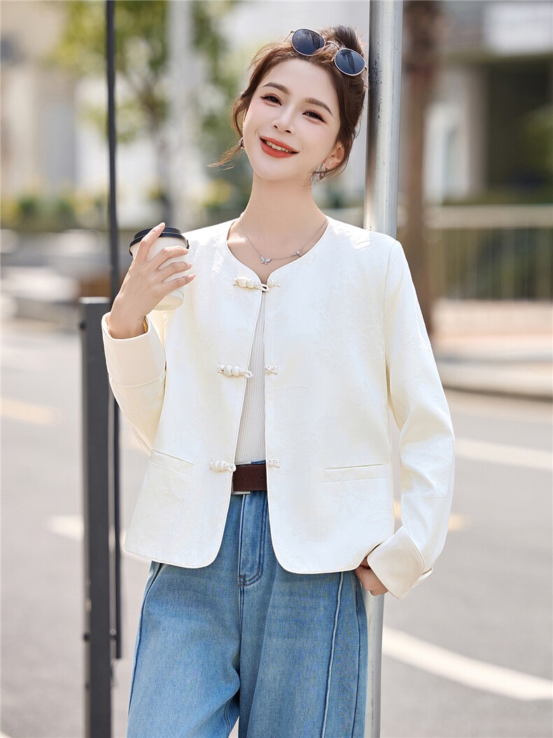 新中式重工刺绣外套女2026春季新款G风小个子宽松气质小香风上衣,女装短外套,意芙