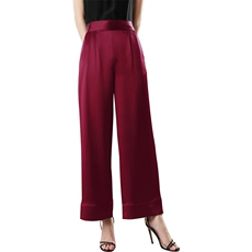 优雅气质丝绸阔腿裤时尚百搭秋季新款显瘦高腰设计舒适休闲裤装，女装休闲裤，澳冬特羊绒